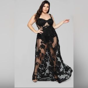 Editorial Cover Floral Maxi Dress - Black 3XL